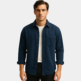 Chemise homme coton manches longues – brossée ajustée casual