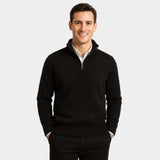 Pull zippé à col montant pour homme en coton mélangé thermique – essentiel raffiné pour l'hiver
