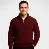 Pull zippé à col montant pour homme en coton mélangé thermique – essentiel raffiné pour l'hiver