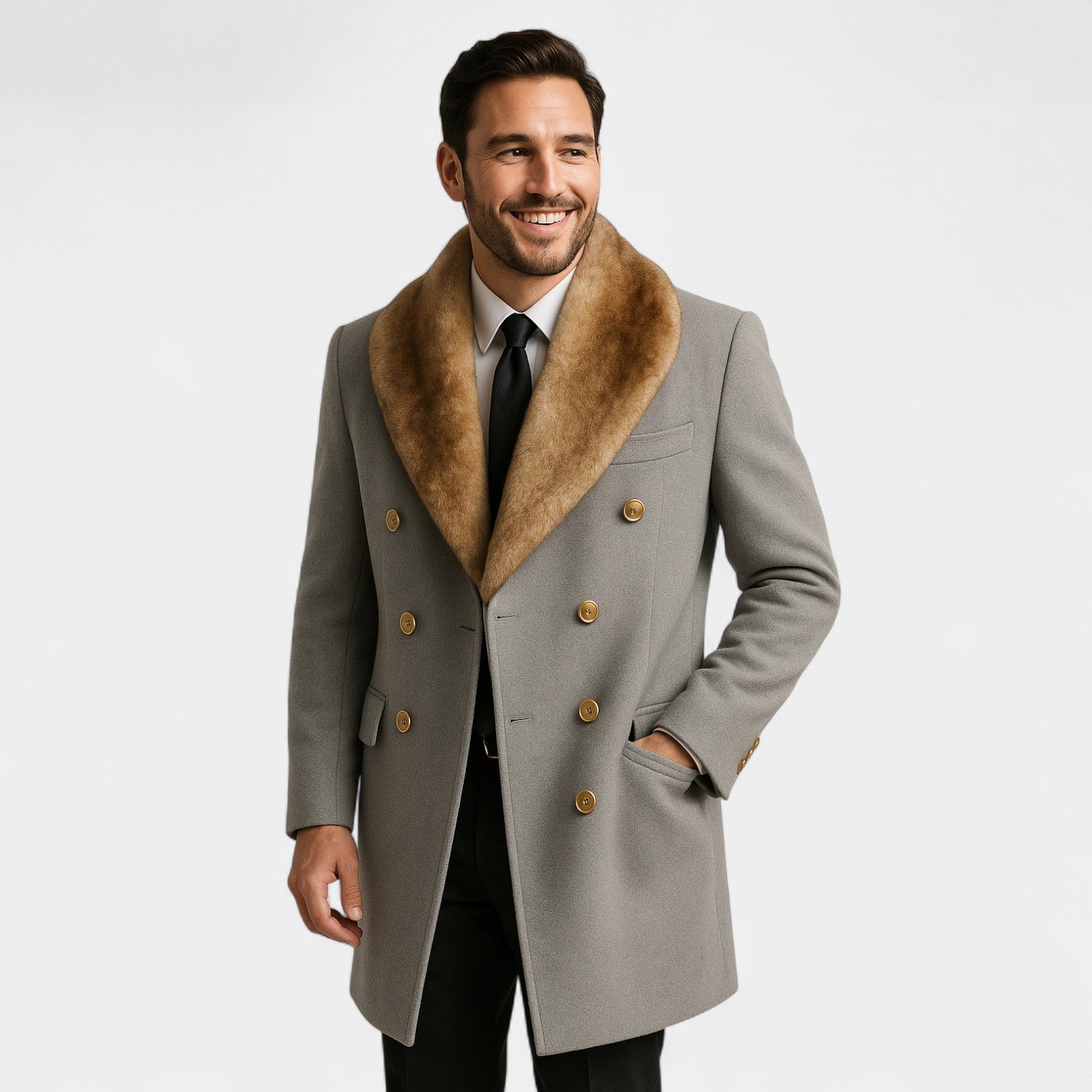 Veste homme mi-longue col polo en laine – raffinée, ajustée, silhouette hivernale