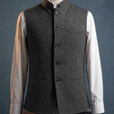 Gilet homme col mao en chevrons, coupe ajustée