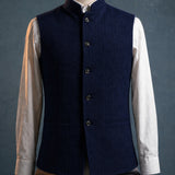 Gilet homme col mao en chevrons, coupe ajustée