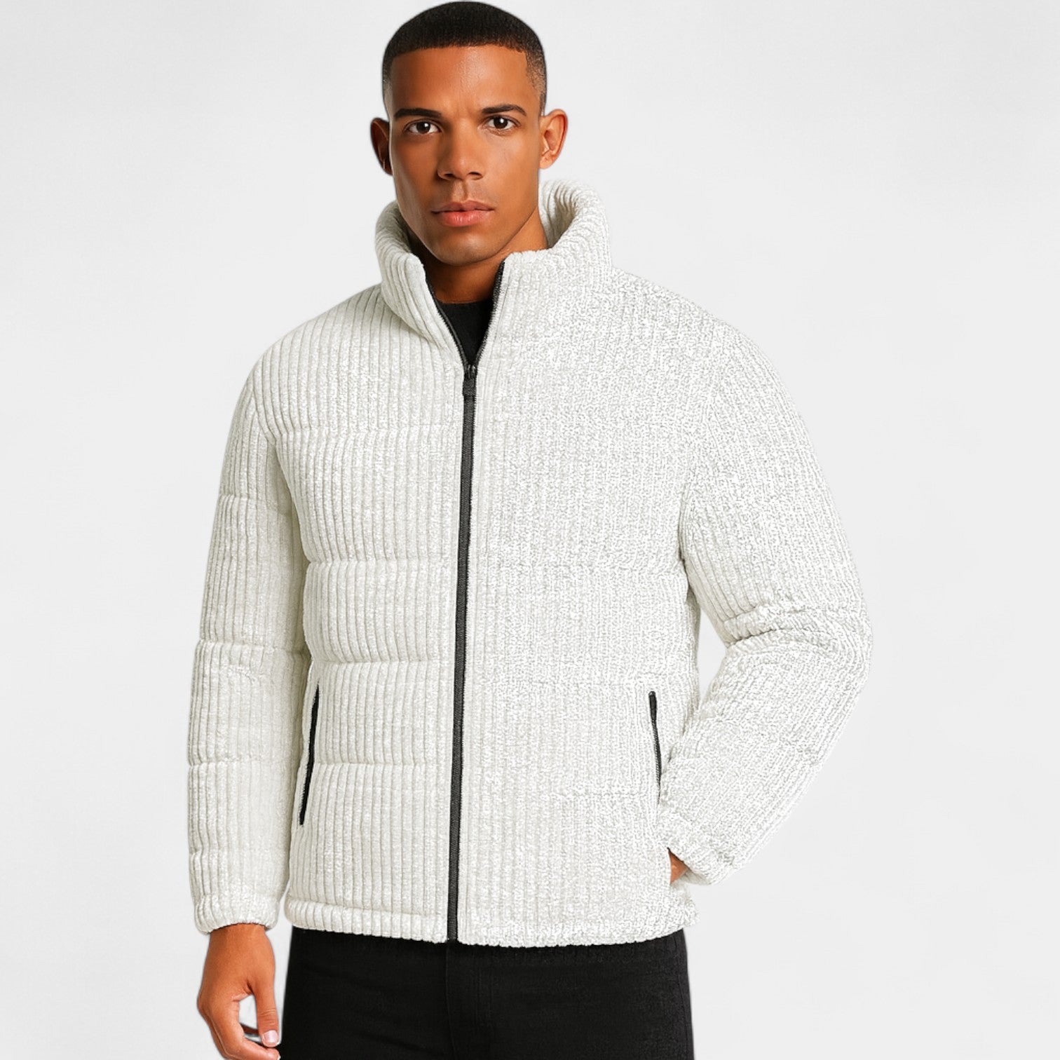 Veste matelassée en velours côtelé homme – Coupe ample épaissie