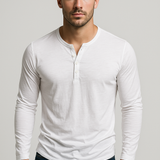 T-Shirt Homme Col Tunisien à Manches Longues