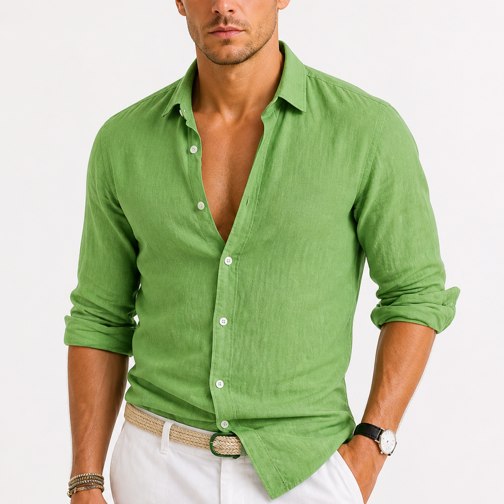 Chemise Homme en Lin à Manches Longues