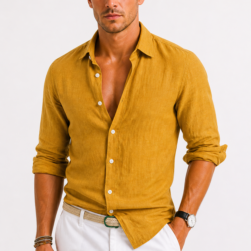 Chemise Homme en Lin à Manches Longues