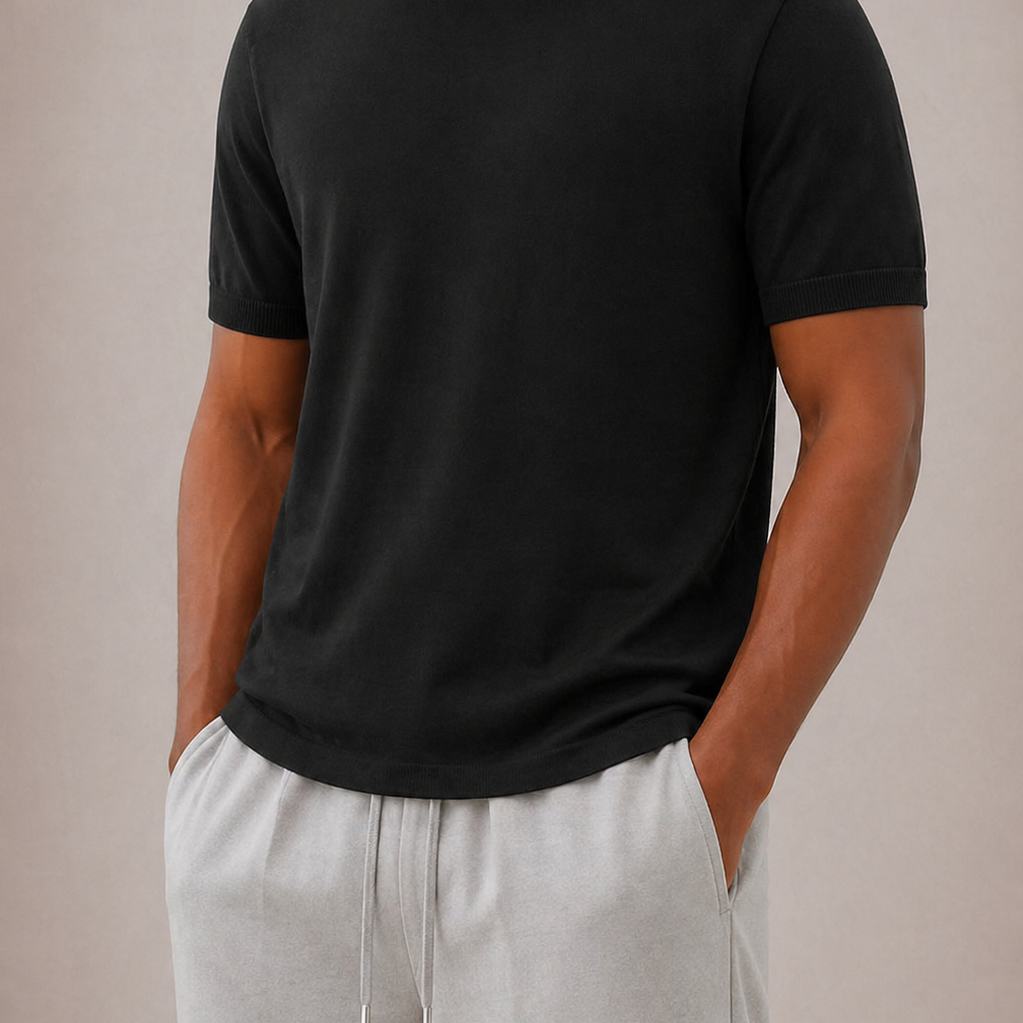Pull Homme Col Montant à Manches Courtes