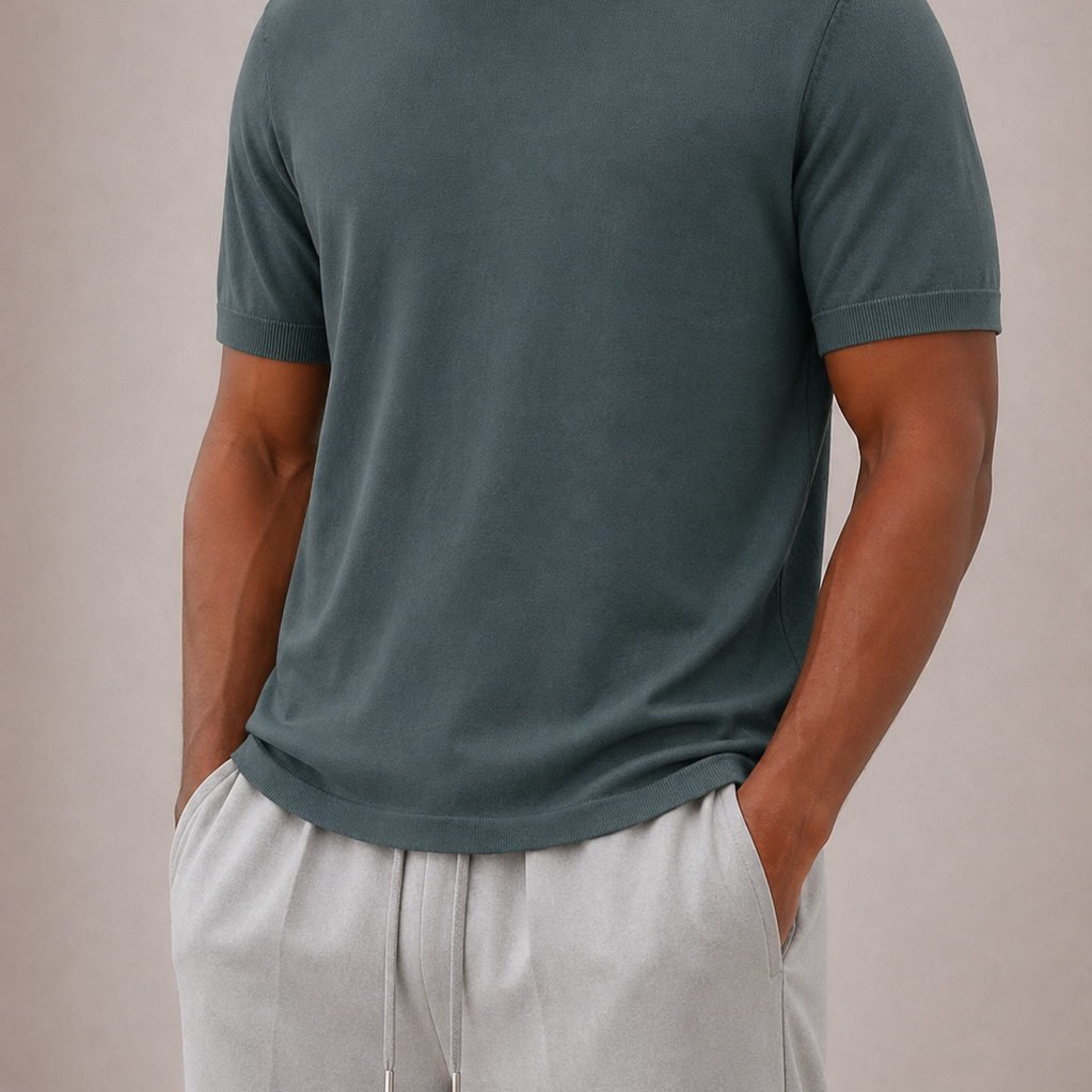 Pull Homme Col Montant à Manches Courtes