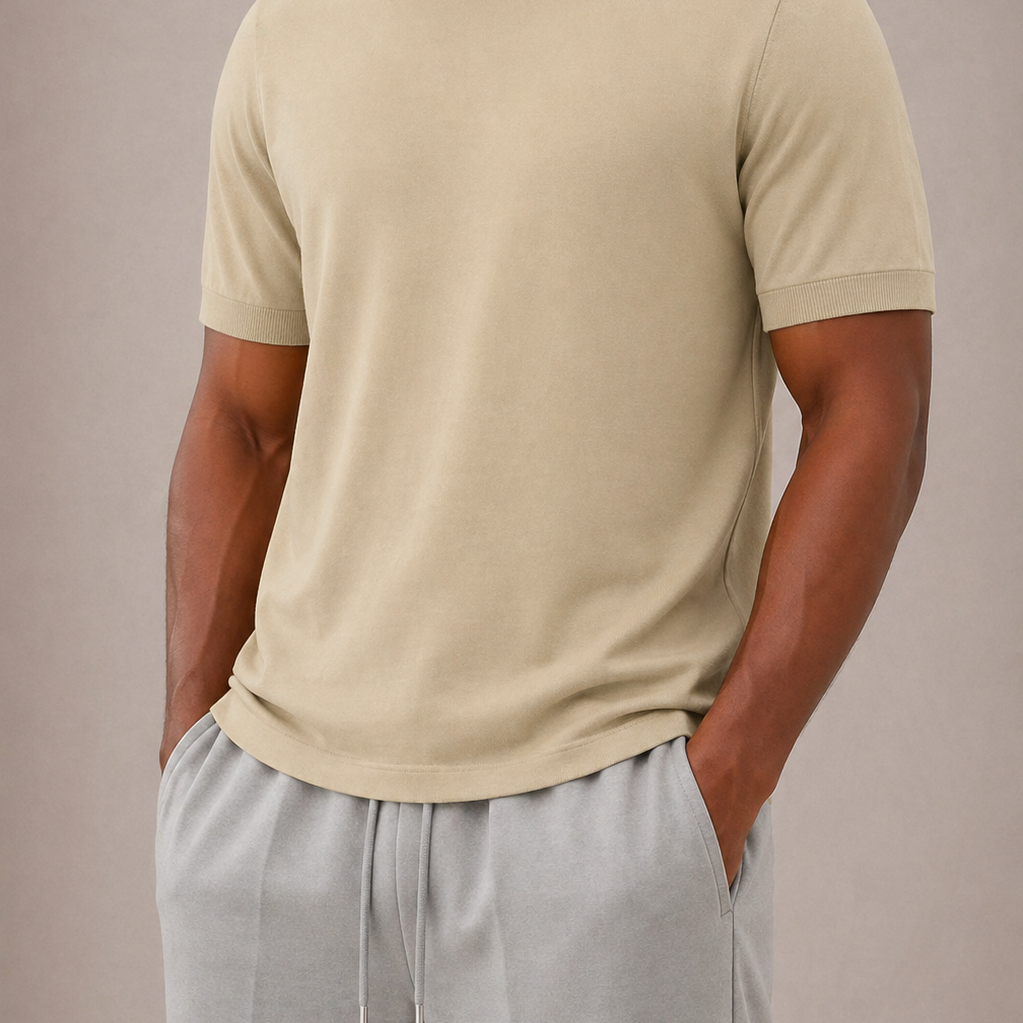 Pull Homme Col Montant à Manches Courtes