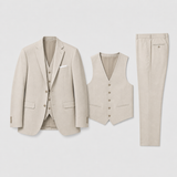 Costume trois pièces en lin avec gilet pour homme