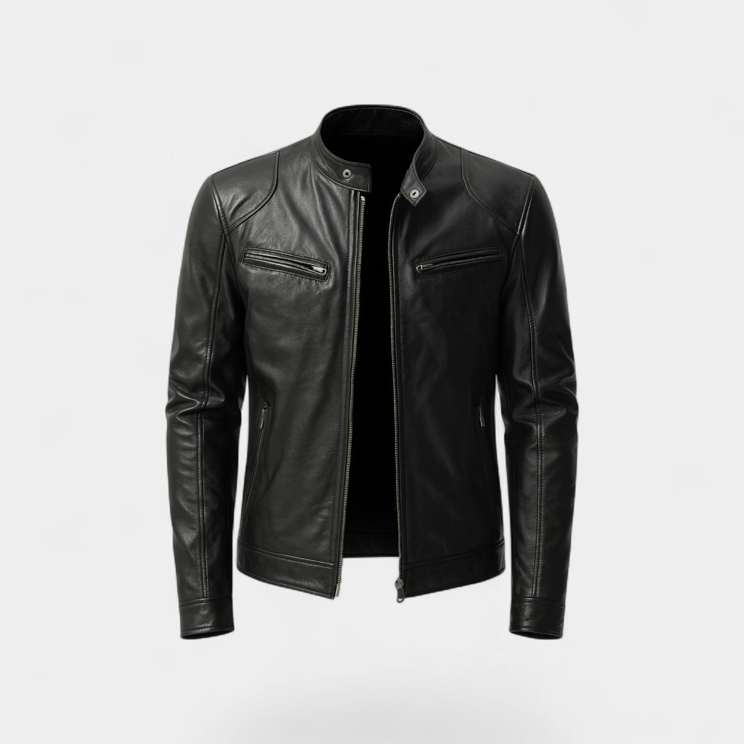 Veste homme en cuir slim biker - Classique streetwear minimaliste