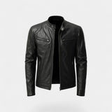 Veste homme en cuir slim biker - Classique streetwear minimaliste