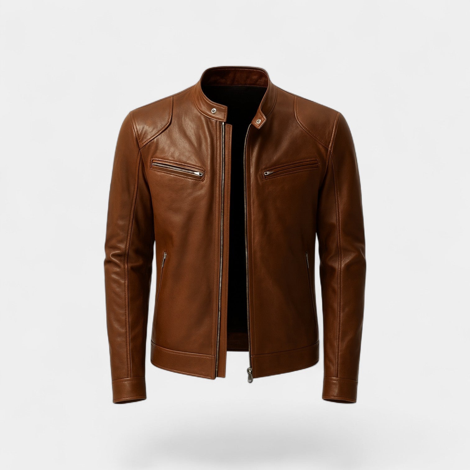 Veste homme en cuir slim biker - Classique streetwear minimaliste