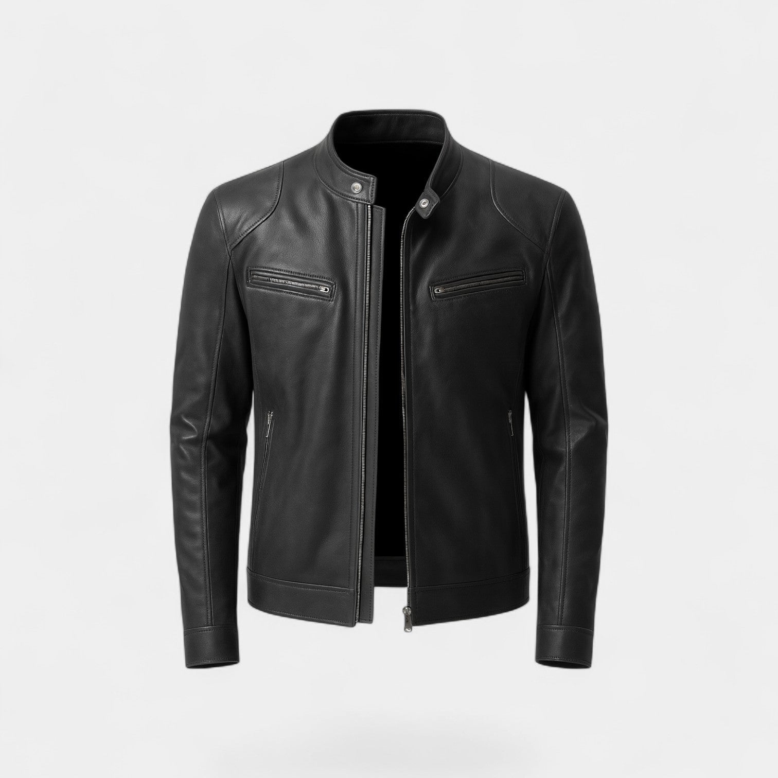 Veste homme en cuir slim biker - Classique streetwear minimaliste