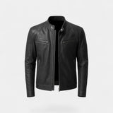 Veste homme en cuir slim biker - Classique streetwear minimaliste