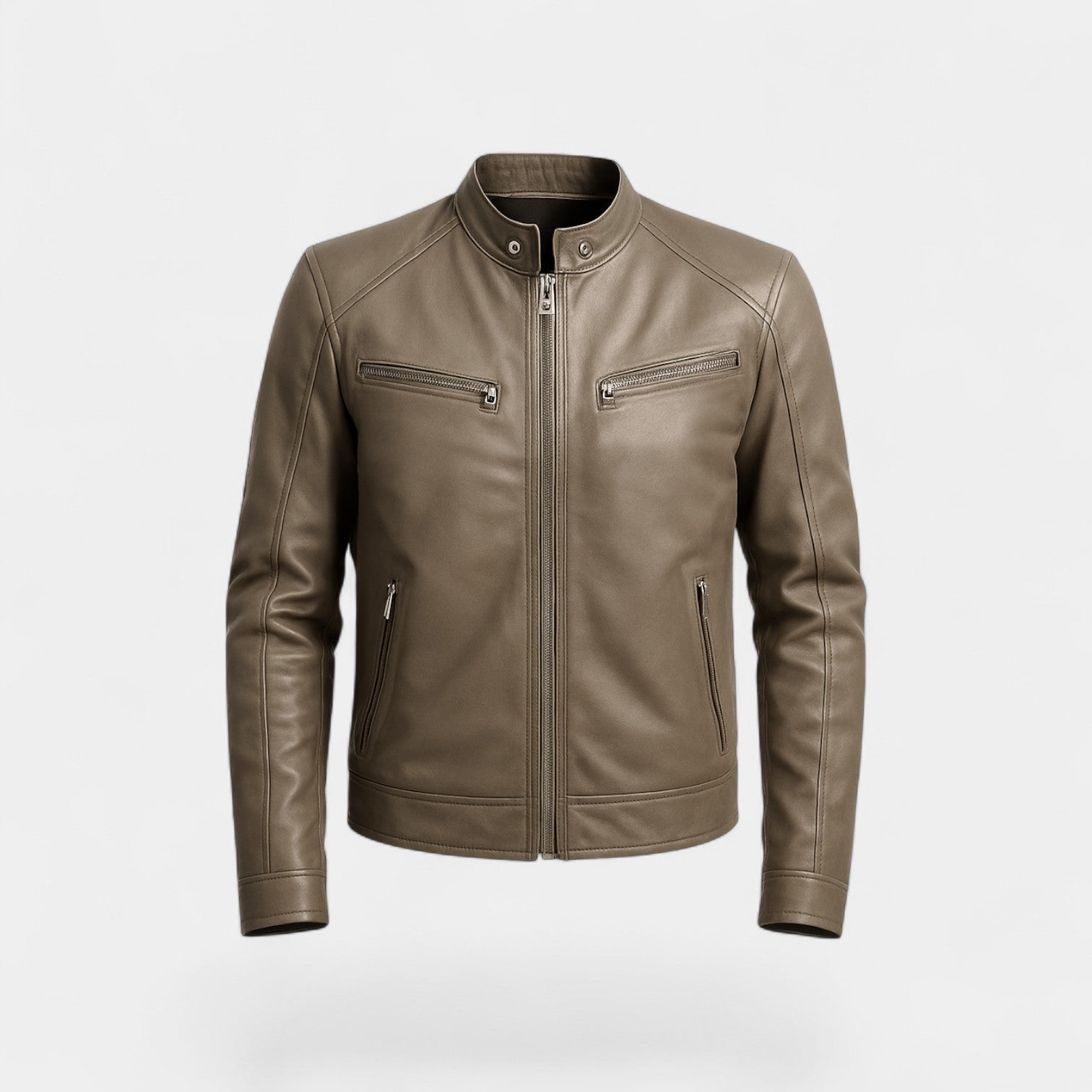Veste homme en cuir slim biker - Classique streetwear minimaliste