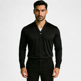 Chemise col V homme coton mélangé – coupe minimaliste infroissable