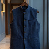 Gilet homme col mao en chevrons, coupe ajustée