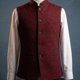 Gilet homme col mao en chevrons, coupe ajustée