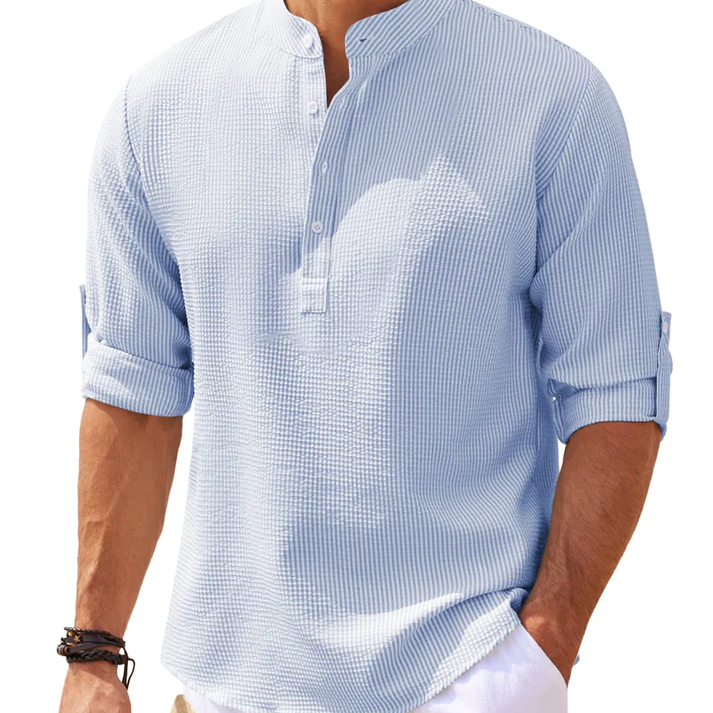 Chemise Texturée à Col Officier
