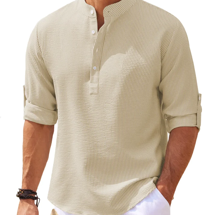 Chemise Texturée à Col Officier