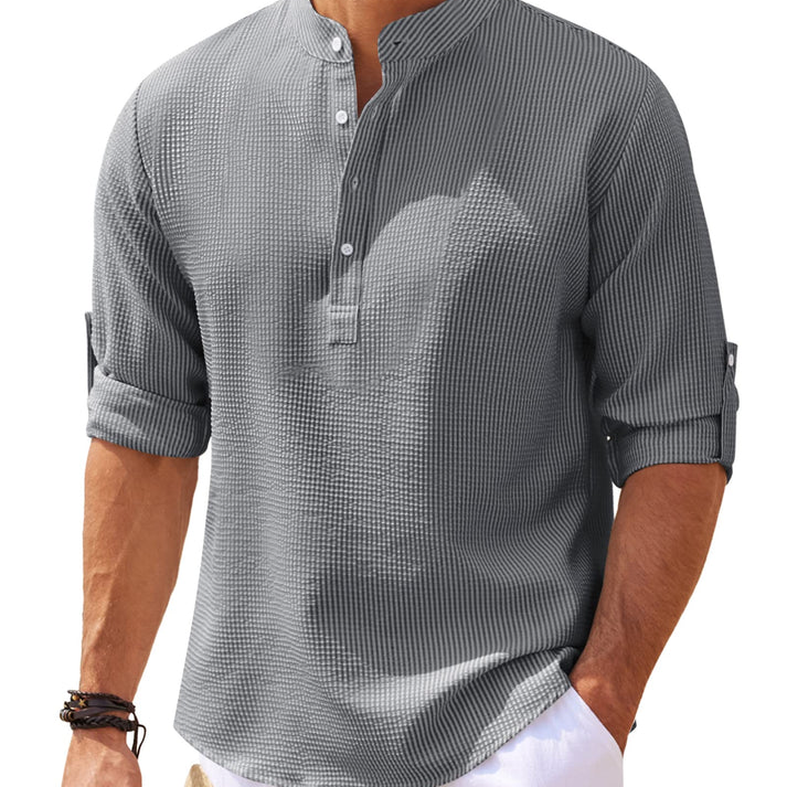 Chemise Texturée à Col Officier