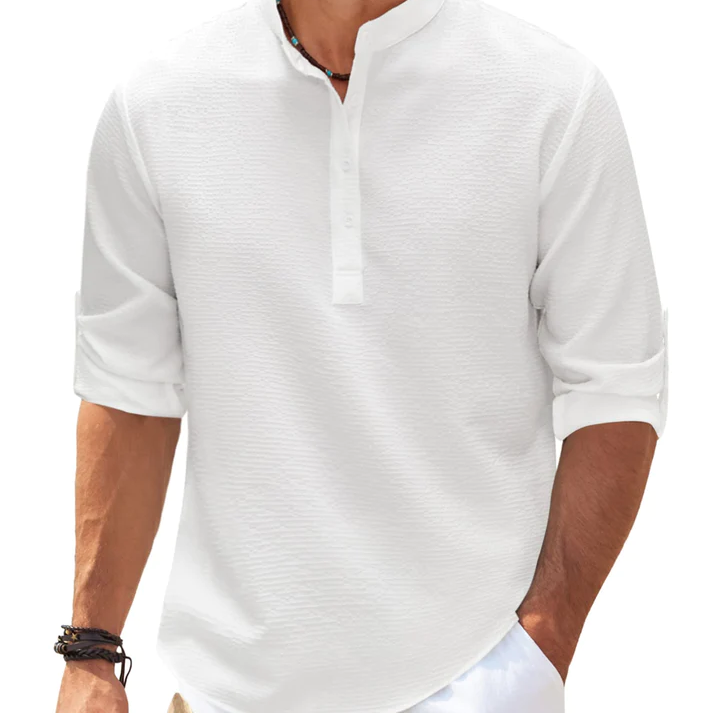 Chemise Texturée à Col Officier