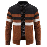 Gilet Tricoté Zippé à Rayures Contrastées