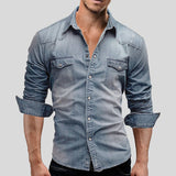 Chemise en Denim à Doubles Poches