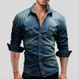 Chemise en Denim à Doubles Poches