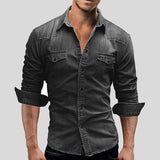 Chemise en Denim à Doubles Poches