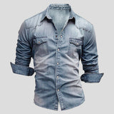 Chemise en Denim à Doubles Poches