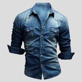 Chemise en Denim à Doubles Poches
