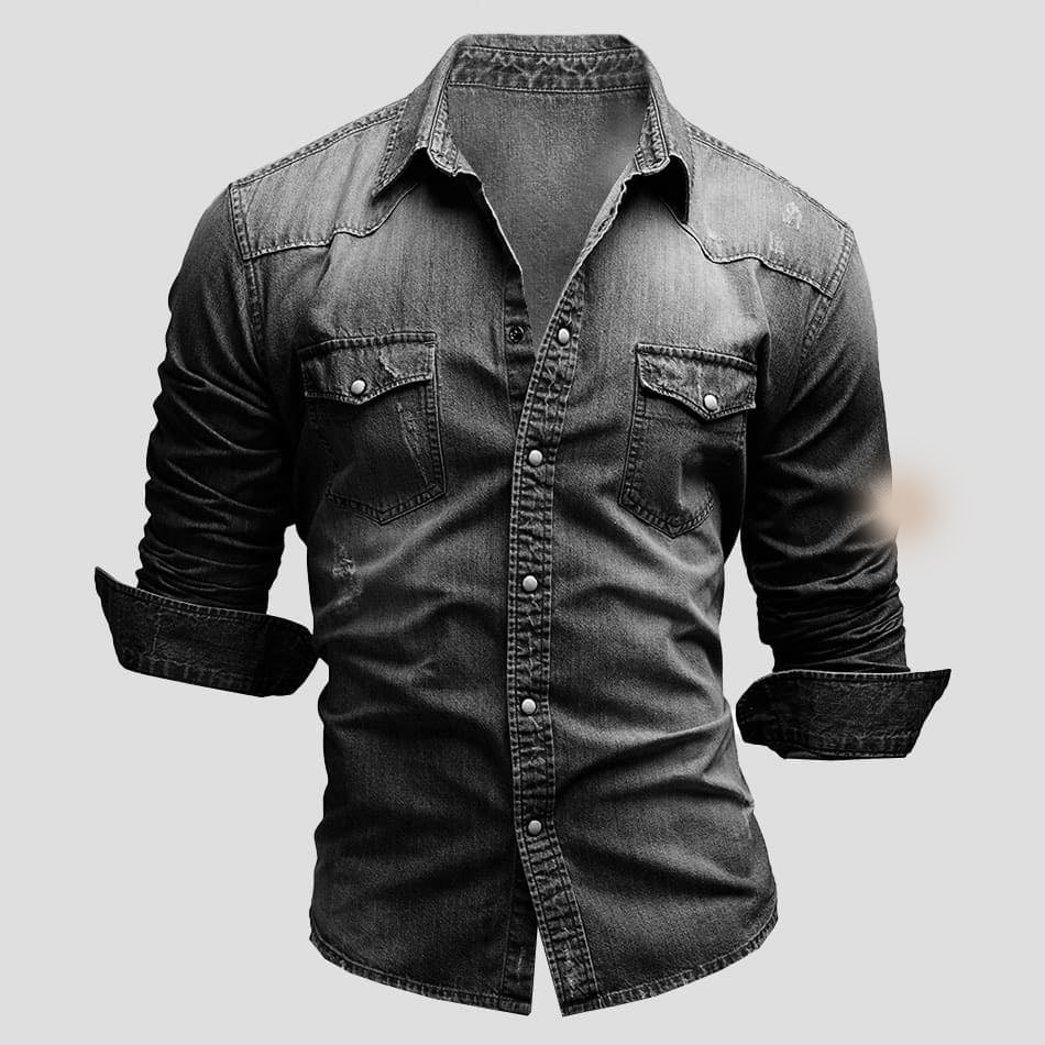 Chemise en Denim à Doubles Poches