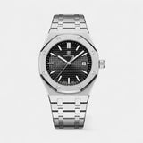 Montre pour Homme Acier Inoxydable Argentée – Quartz Lumineuse et Étanche 42 mm