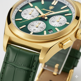 Montre pour Homme en Cuir Vert – Quartz 41 mm Multi-Fonction