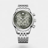 Montre pour Homme Acier Inoxydable – Quartz Chronographe Lumineuse et Étanche 43 mm
