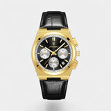 Montre pour Homme en Cuir Noir – Quartz 41 mm Multi-Fonction