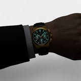 Montre pour Homme en Cuir Vert – Quartz 41 mm Multi-Fonction
