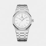 Montre pour Homme Acier Inoxydable Argentée – Quartz Lumineuse et Étanche 42 mm