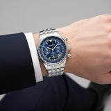 Montre pour Homme Acier Inoxydable – Quartz Chronographe Lumineuse et Étanche 43 mm
