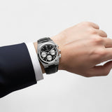 Montre pour Homme en Cuir Noir – Quartz 41 mm Multi-Fonction