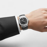 Montre pour Homme Bracelet Cuir Noir – Quartz Lumineuse et Étanche 40 mm