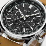 Montre pour Homme Bracelet Cuir – Quartz Chronographe Étanche 40,5 mm