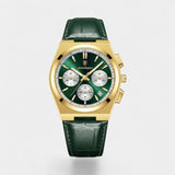 Montre pour Homme en Cuir Vert – Quartz 41 mm Multi-Fonction