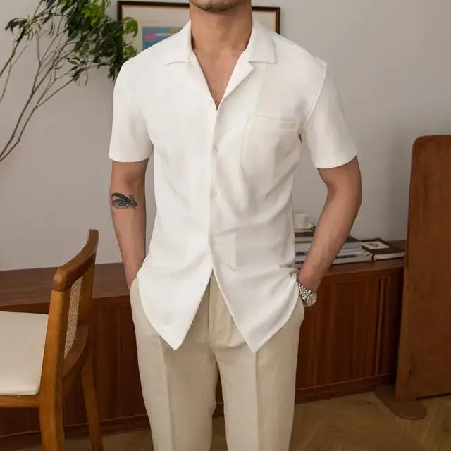 Chemise à Col Revers et Poche Poitrine