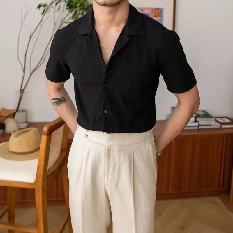 Chemise à Col Revers et Poche Poitrine