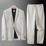 Costume deux-pièces homme en lin et coton