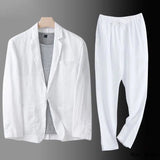 Costume deux-pièces homme en lin et coton
