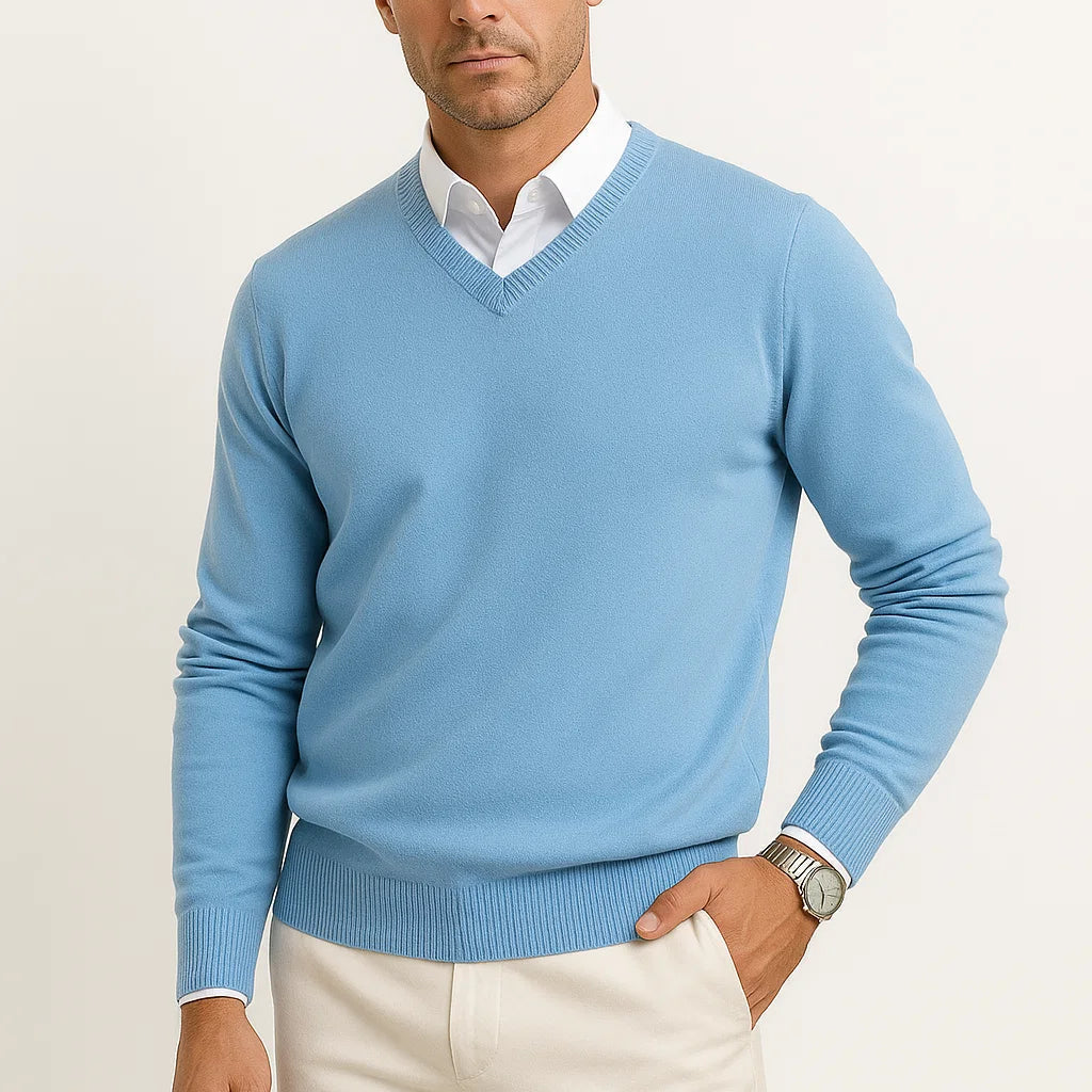 Pull Homme Col V en Maille Classique